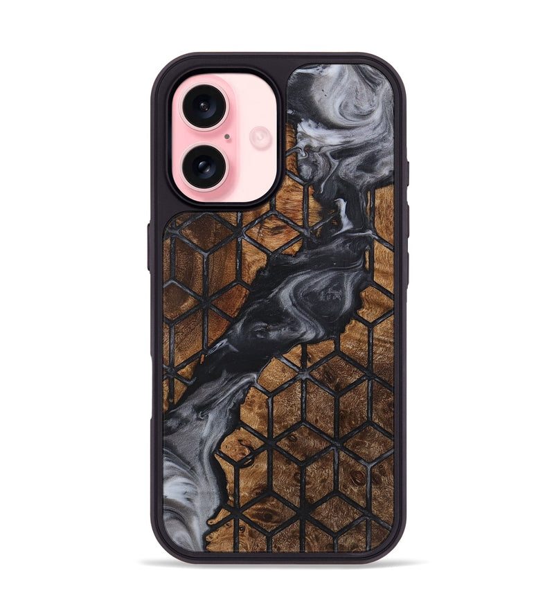 iPhone 16 Wood+Resin Phone Case - Yasmin (Pattern, 721716)