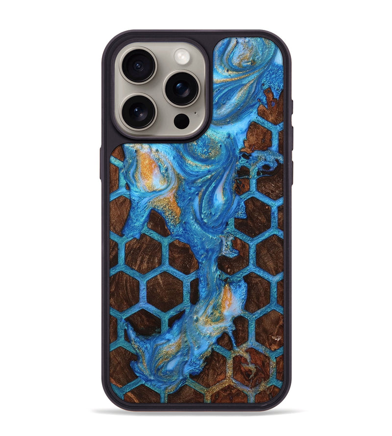 iPhone 15 Pro Max Wood+Resin Phone Case - Maci (Pattern, 721751)