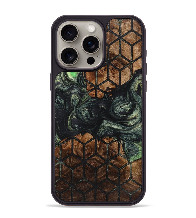 iPhone 15 Pro Max Wood+Resin Phone Case - Lydia (Pattern, 721769)