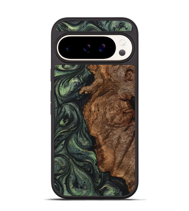 Pixel 9 Wood+Resin Phone Case - Hailee (Green, 721777)