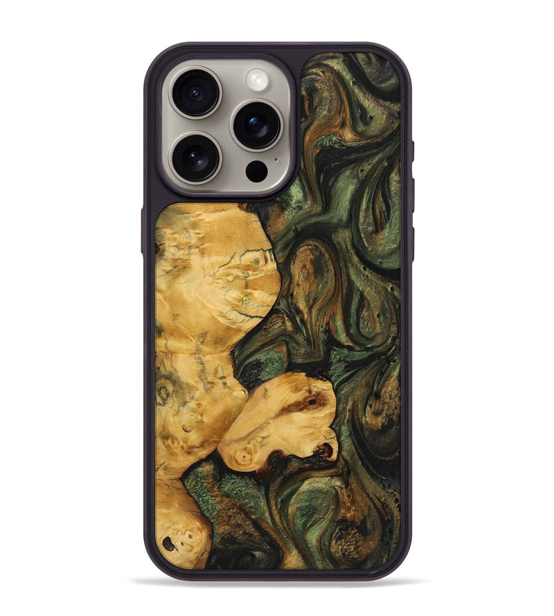 iPhone 15 Pro Max Wood+Resin Phone Case - Lennox (Green, 721779)