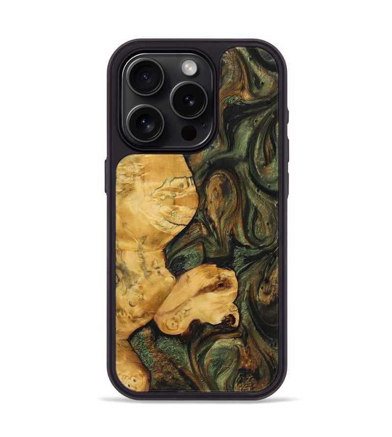 iPhone 15 Pro Wood+Resin Phone Case - Lennox (Green, 721779)