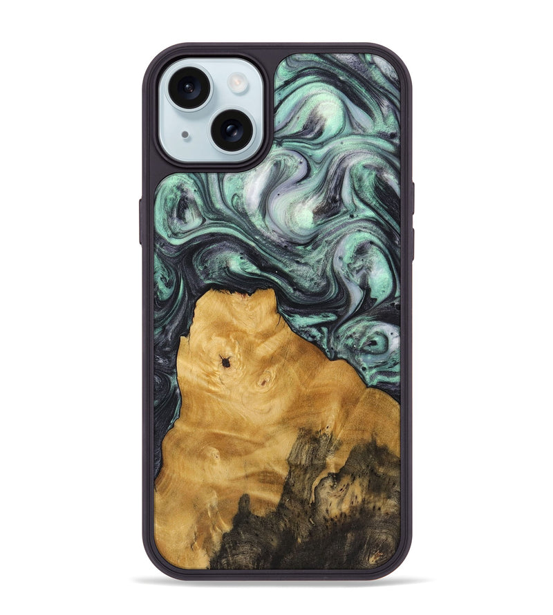 iPhone 15 Plus Wood+Resin Phone Case - Nayeli (Green, 721780)