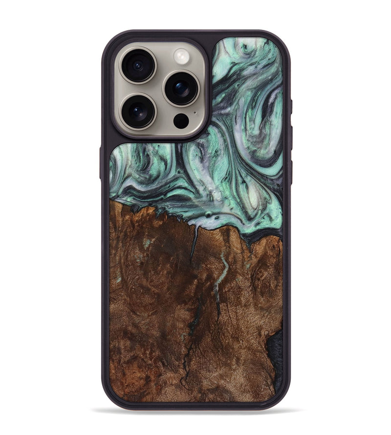 iPhone 15 Pro Max Wood+Resin Phone Case - Jami (Green, 721782)