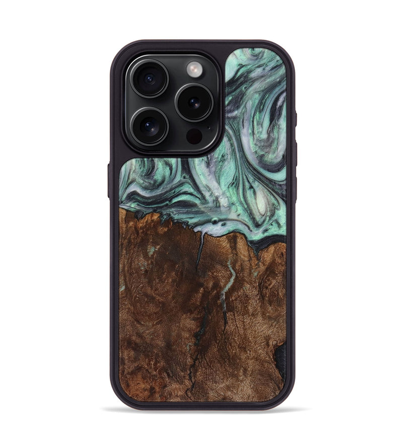 iPhone 15 Pro Wood+Resin Phone Case - Jami (Green, 721782)