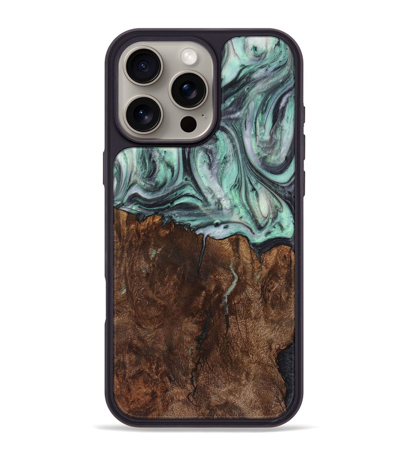 iPhone 16 Pro Max Wood+Resin Phone Case - Jami (Green, 721782)