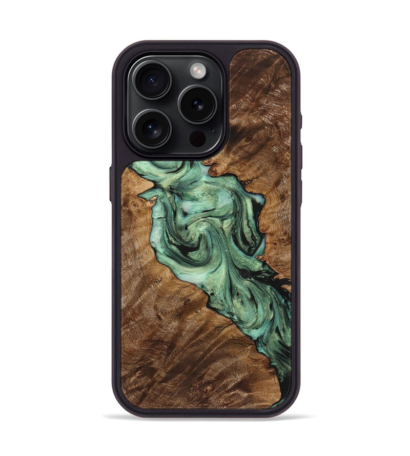 iPhone 15 Pro Wood+Resin Phone Case - Cash (Green, 721784)