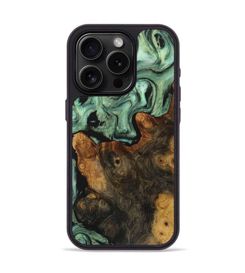 iPhone 15 Pro Wood+Resin Phone Case - Barbara (Green, 721786)