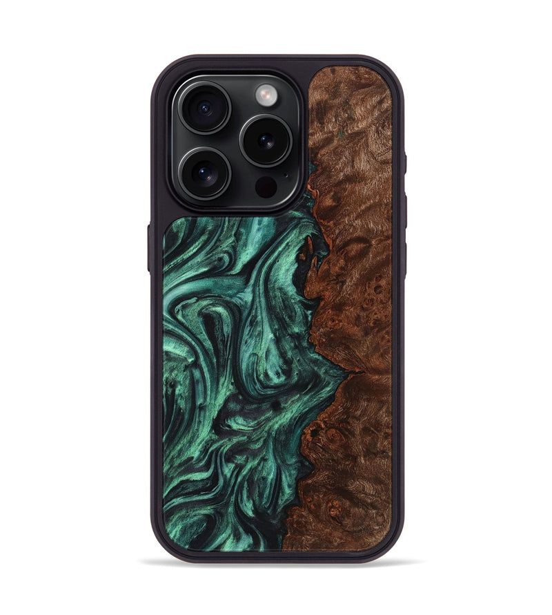 iPhone 15 Pro Wood+Resin Phone Case - Troy (Green, 721791)