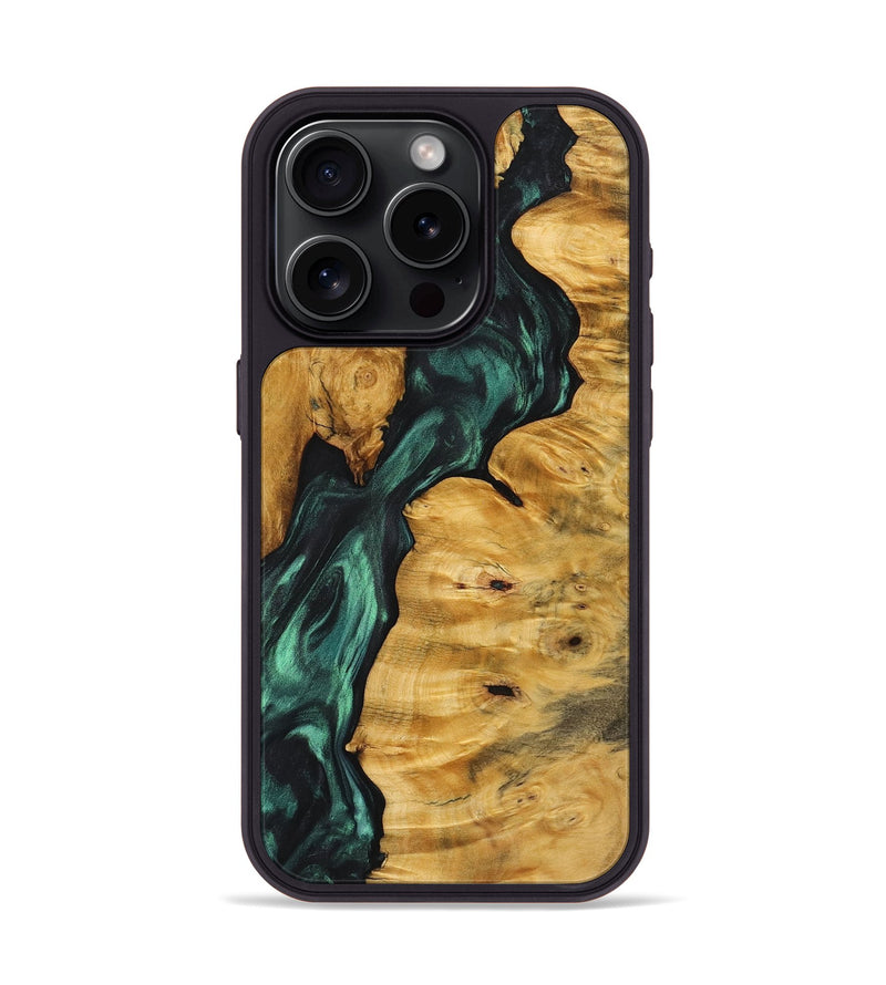 iPhone 15 Pro Wood+Resin Phone Case - Chuck (Green, 721792)