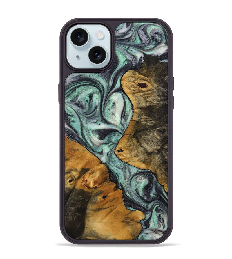 iPhone 15 Plus Wood+Resin Phone Case - Maverick (Green, 721793)