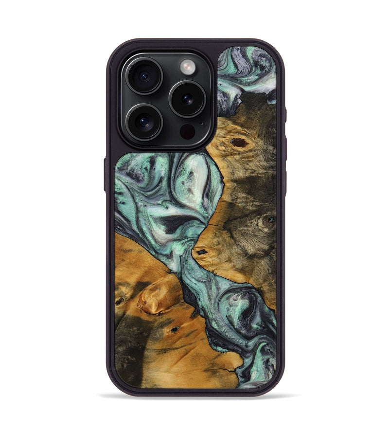 iPhone 15 Pro Wood+Resin Phone Case - Maverick (Green, 721793)