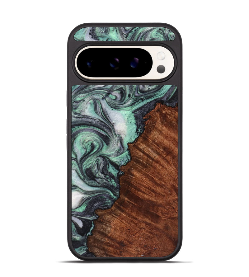 Pixel 9 Wood+Resin Phone Case - Lynn (Green, 721796)