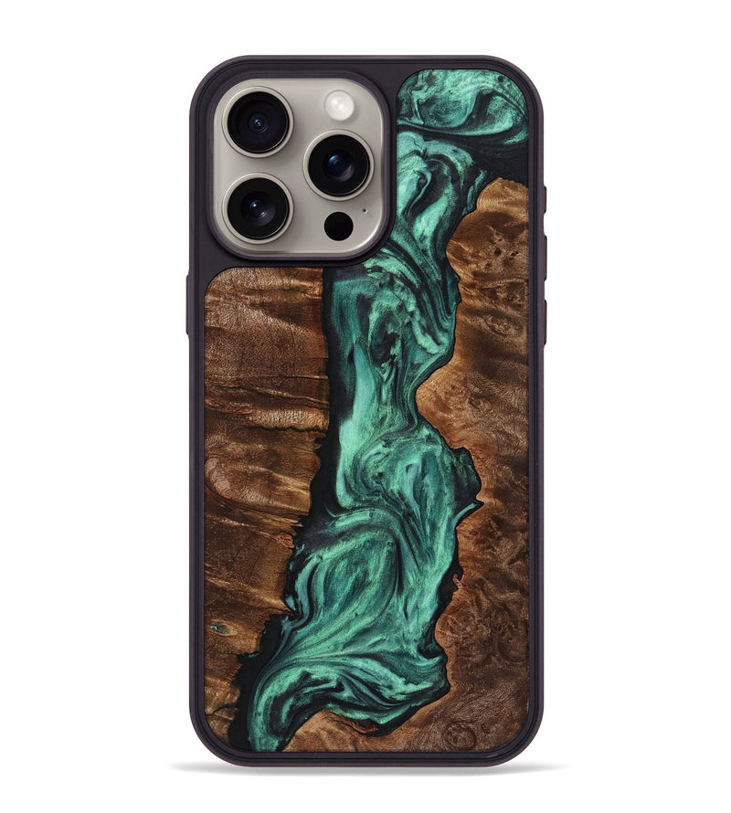 iPhone 15 Pro Max Wood+Resin Phone Case - Addison (Green, 721800)