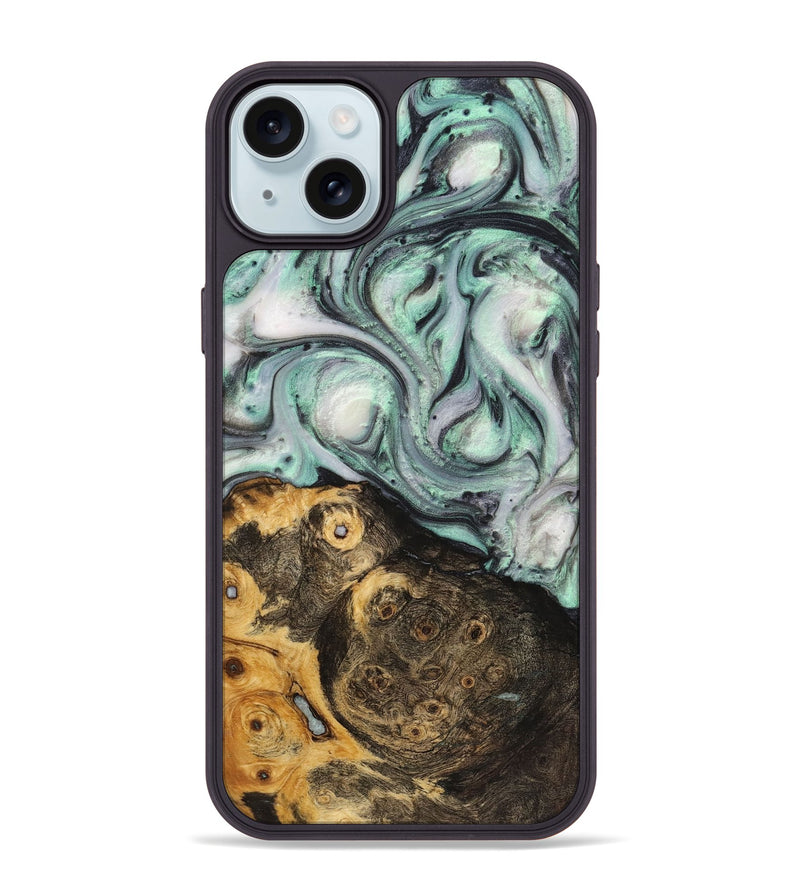 iPhone 15 Plus Wood+Resin Phone Case - Bethany (Green, 721802)