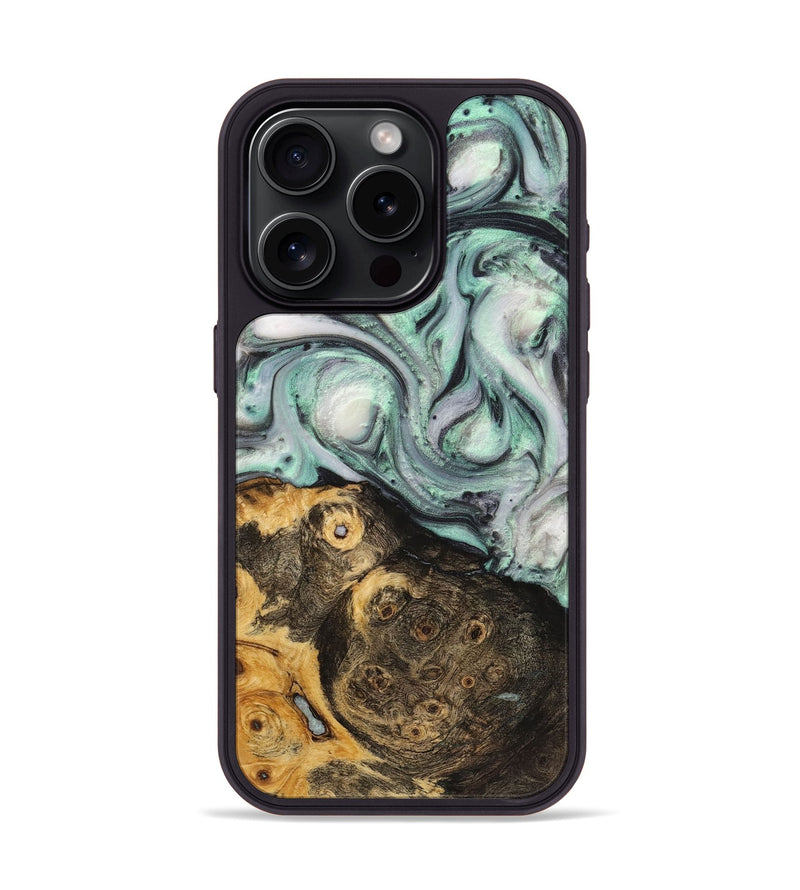 iPhone 15 Pro Wood+Resin Phone Case - Bethany (Green, 721802)