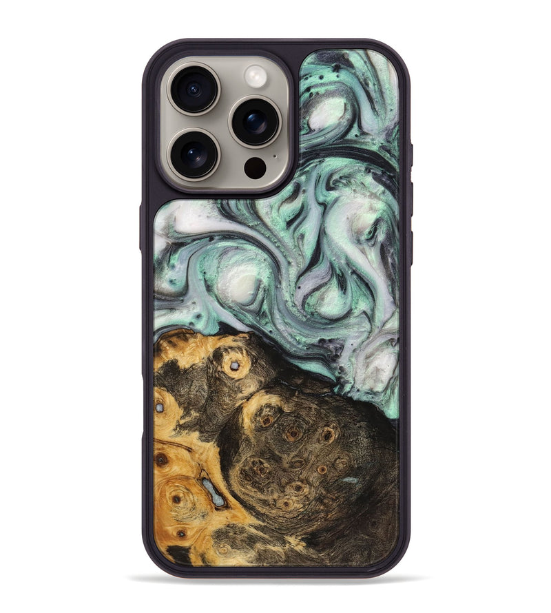 iPhone 16 Pro Max Wood+Resin Phone Case - Bethany (Green, 721802)