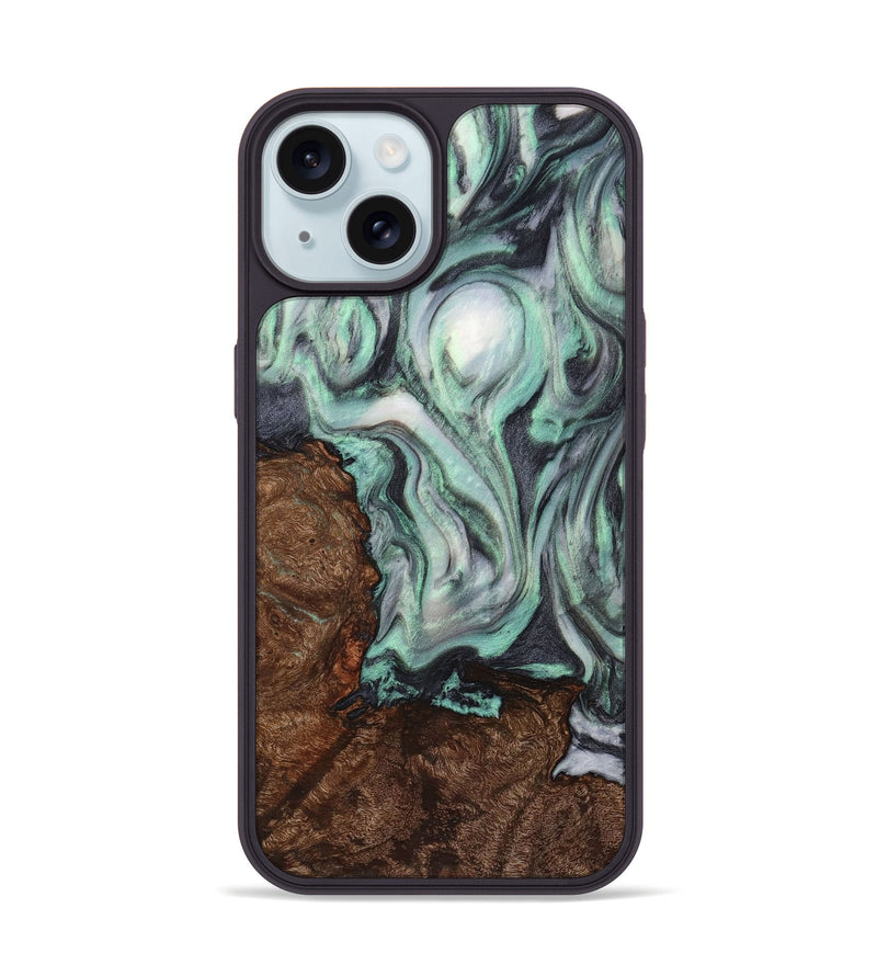 iPhone 15 Wood+Resin Phone Case - Taylor (Green, 721803)