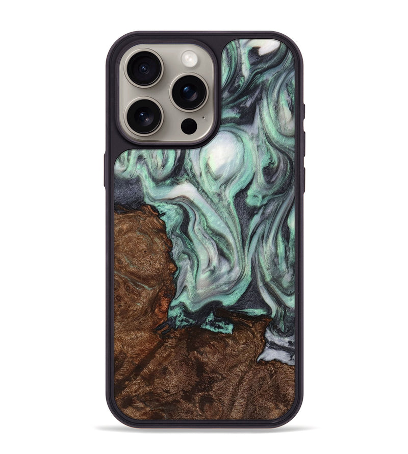 iPhone 15 Pro Max Wood+Resin Phone Case - Taylor (Green, 721803)