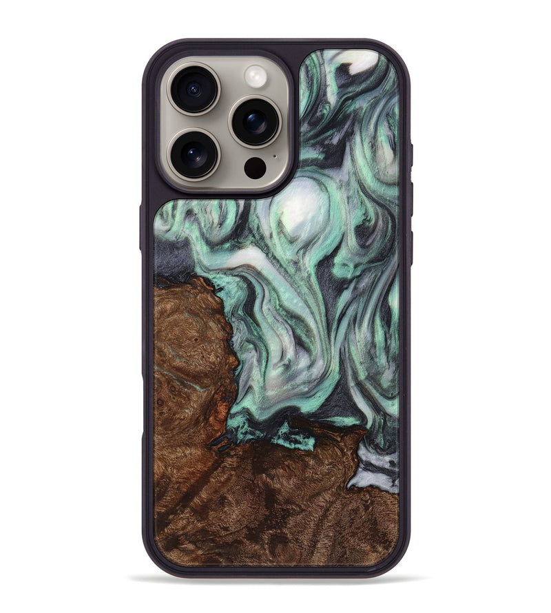 iPhone 16 Pro Max Wood+Resin Phone Case - Taylor (Green, 721803)