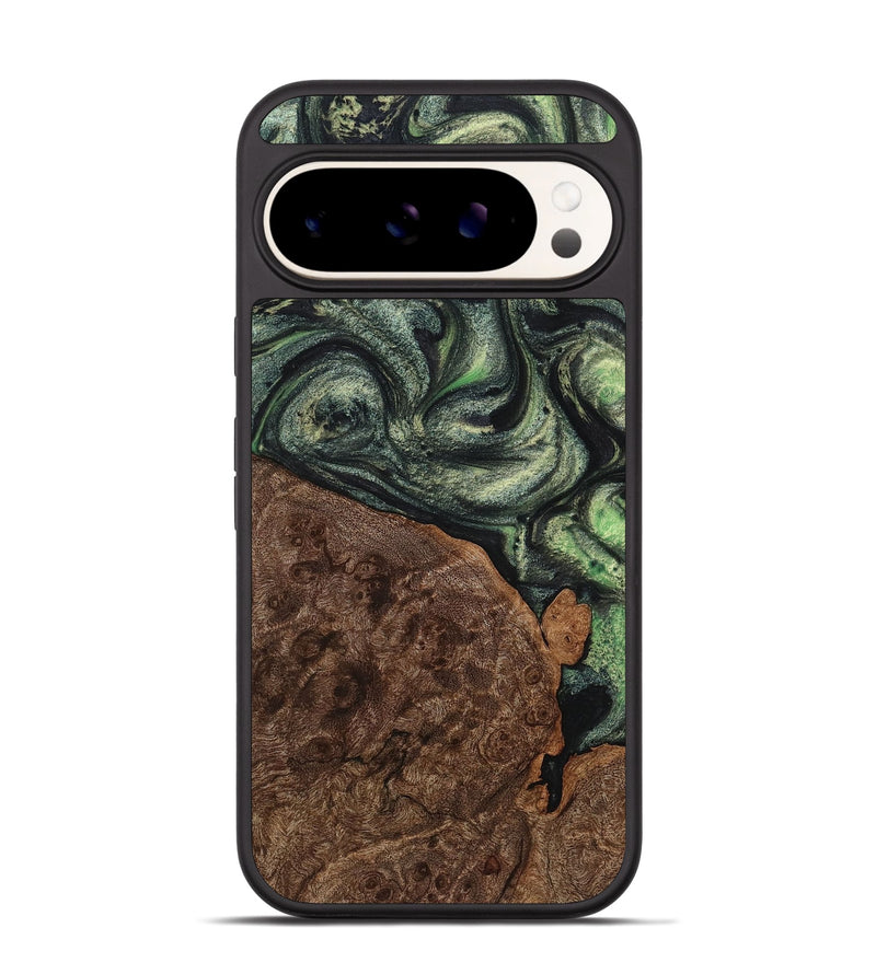 Pixel 9 Wood+Resin Phone Case - Felicia (Green, 721807)