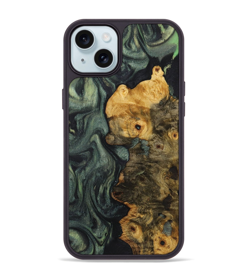 iPhone 15 Plus Wood+Resin Phone Case - Dora (Green, 721808)