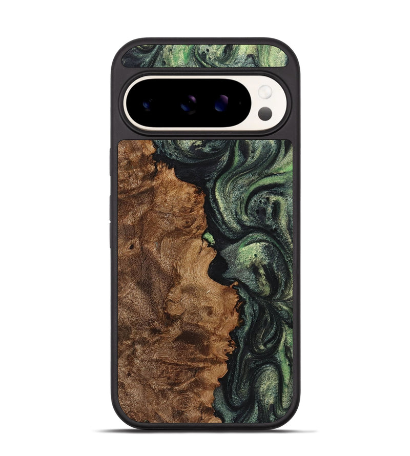 Pixel 9 Wood+Resin Phone Case - Iris (Green, 721809)