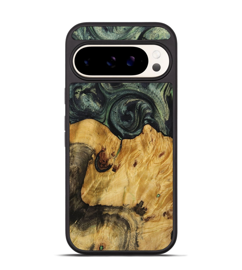 Pixel 9 Wood+Resin Phone Case - Della (Green, 721812)