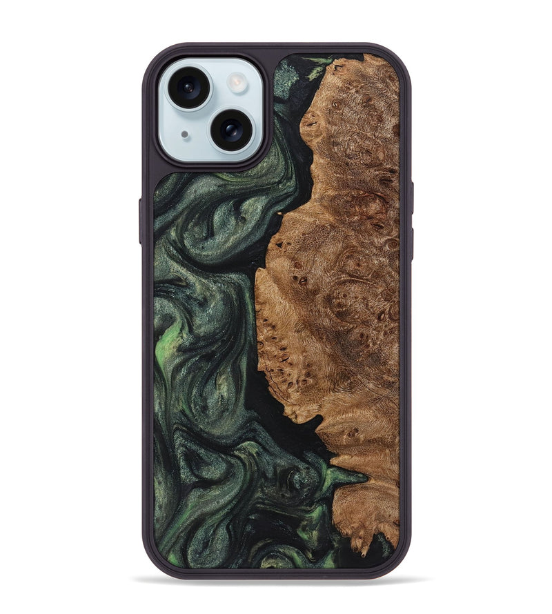 iPhone 15 Plus Wood+Resin Phone Case - Jillian (Green, 721813)