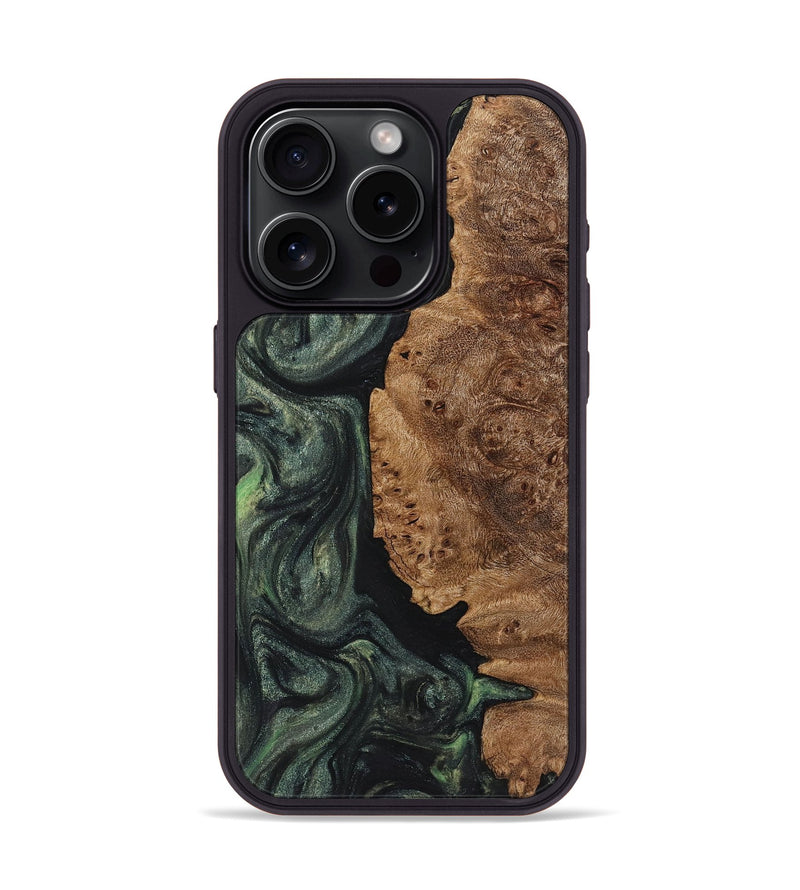 iPhone 15 Pro Wood+Resin Phone Case - Jillian (Green, 721813)