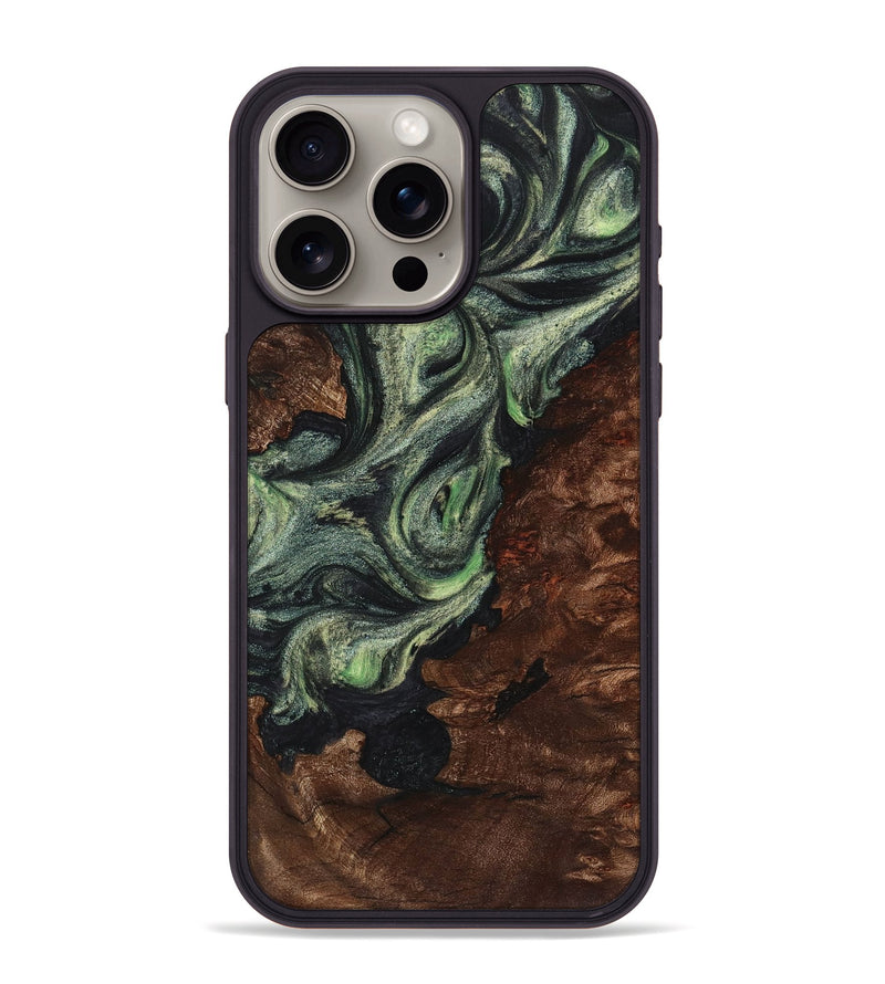 iPhone 15 Pro Max Wood+Resin Phone Case - Madison (Green, 721814)