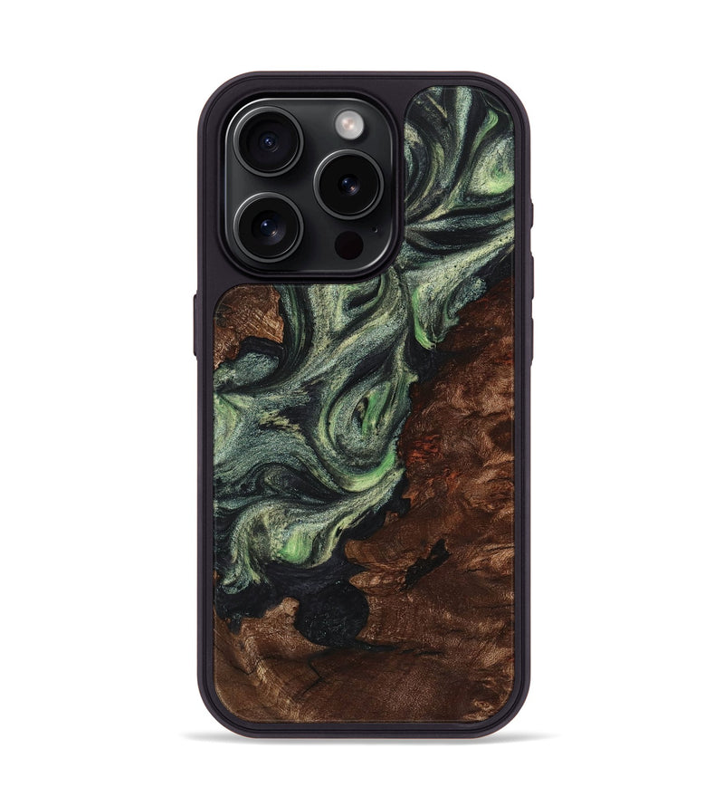 iPhone 15 Pro Wood+Resin Phone Case - Madison (Green, 721814)