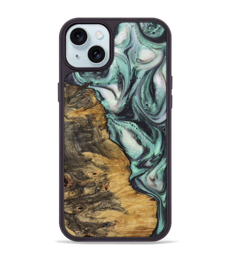 iPhone 15 Plus Wood+Resin Phone Case - Atticus (Green, 721823)