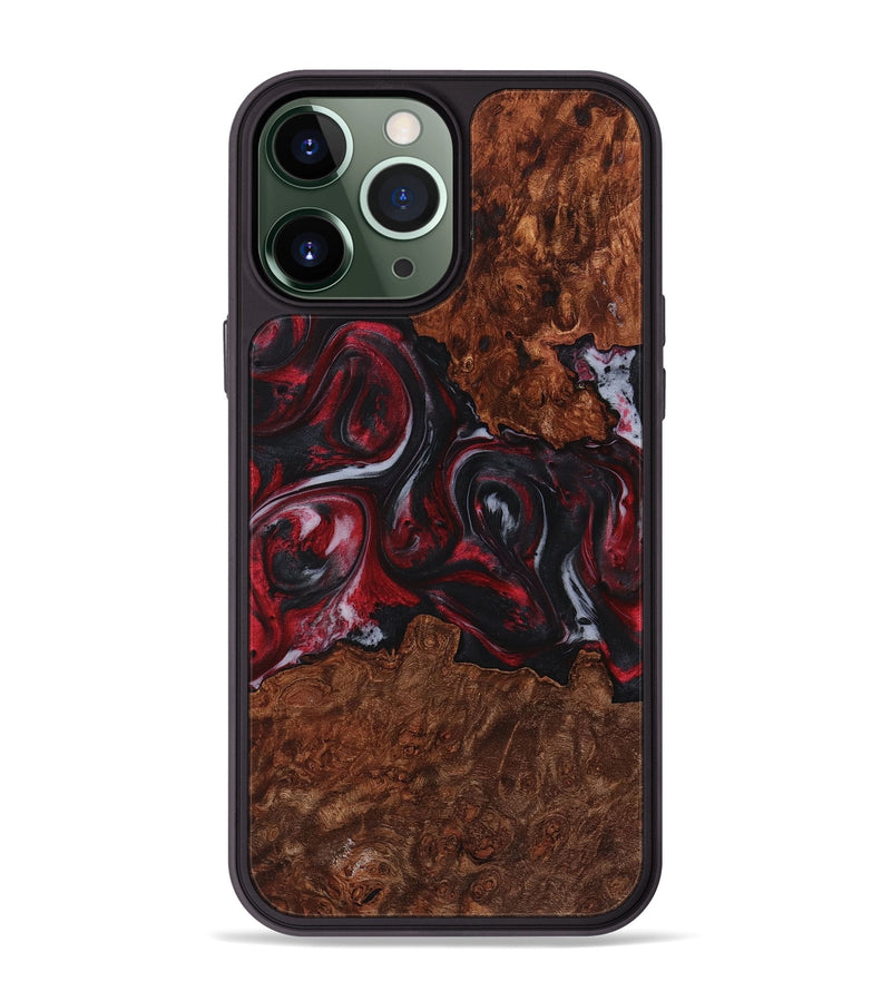 iPhone 13 Pro Max Wood+Resin Phone Case - Dayanara (Red, 721920)