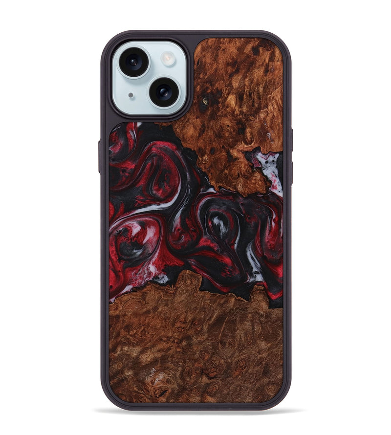 iPhone 15 Plus Wood+Resin Phone Case - Dayanara (Red, 721920)