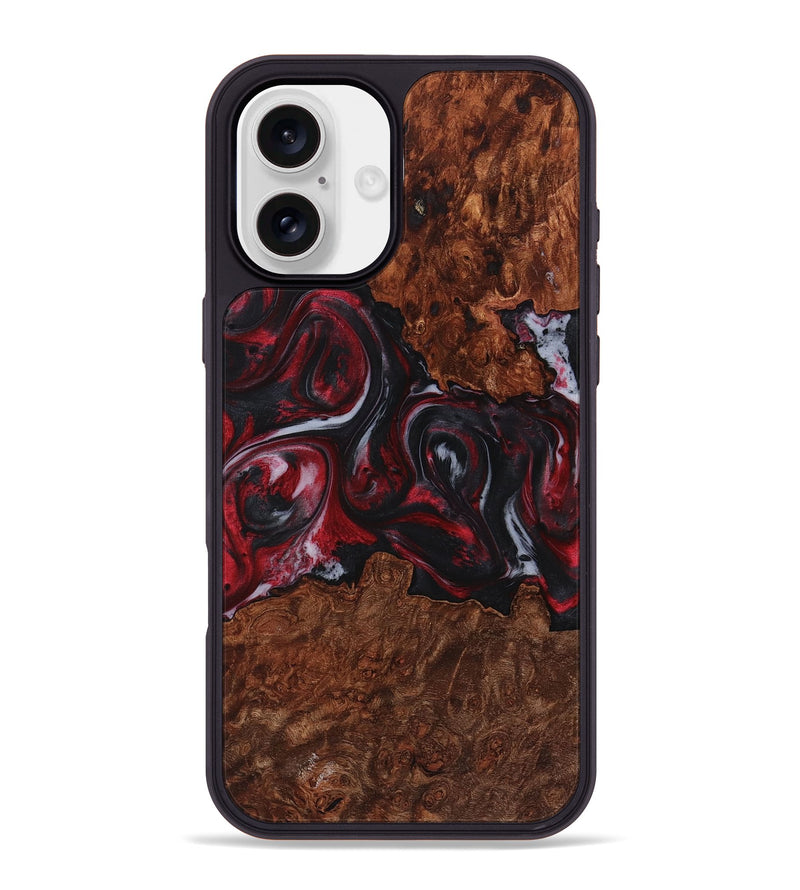 iPhone 16 Plus Wood+Resin Phone Case - Dayanara (Red, 721920)