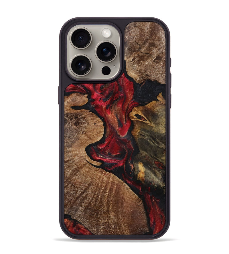 iPhone 15 Pro Max Wood+Resin Phone Case - Grover (Red, 721921)