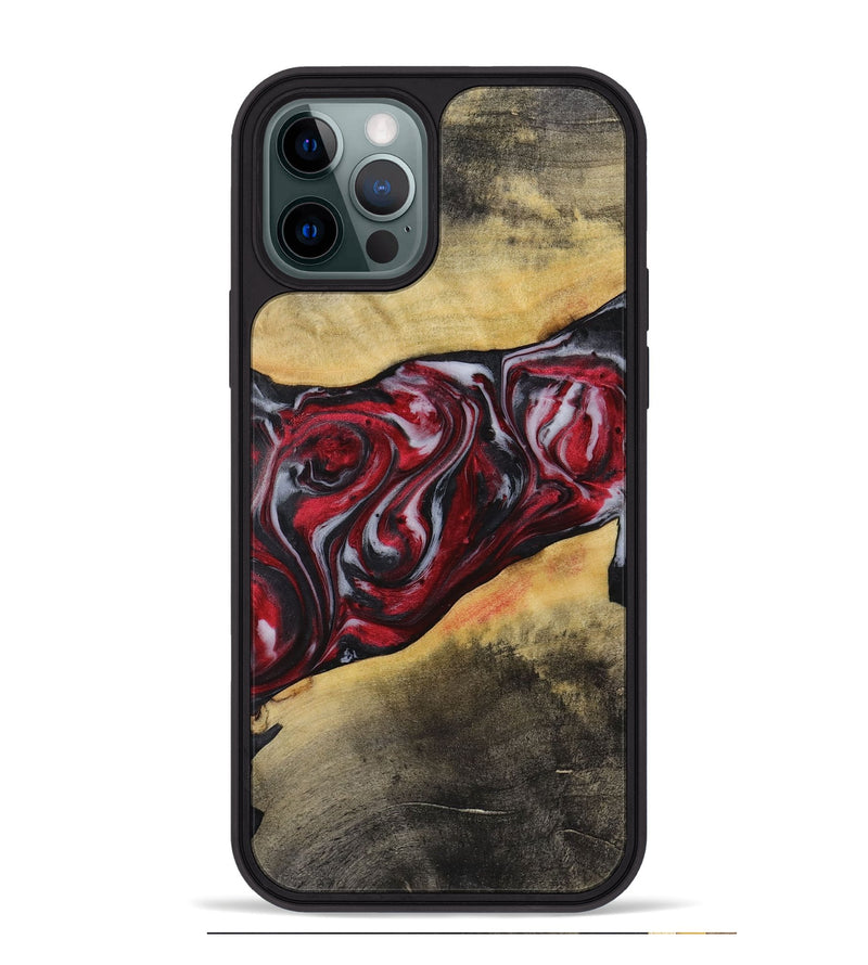 iPhone 12 Pro Max Wood+Resin Phone Case - Holly (Red, 721923)