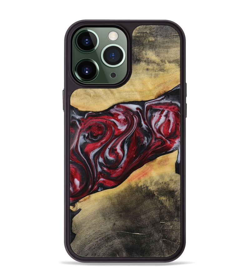 iPhone 13 Pro Max Wood+Resin Phone Case - Holly (Red, 721923)