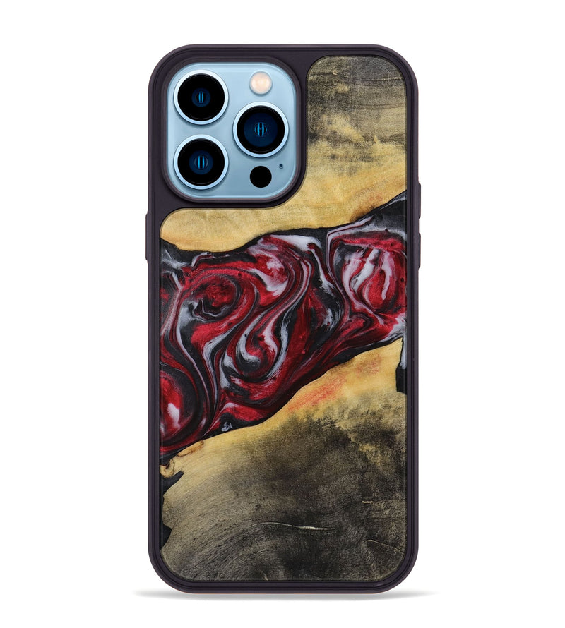 iPhone 14 Pro Max Wood+Resin Phone Case - Holly (Red, 721923)