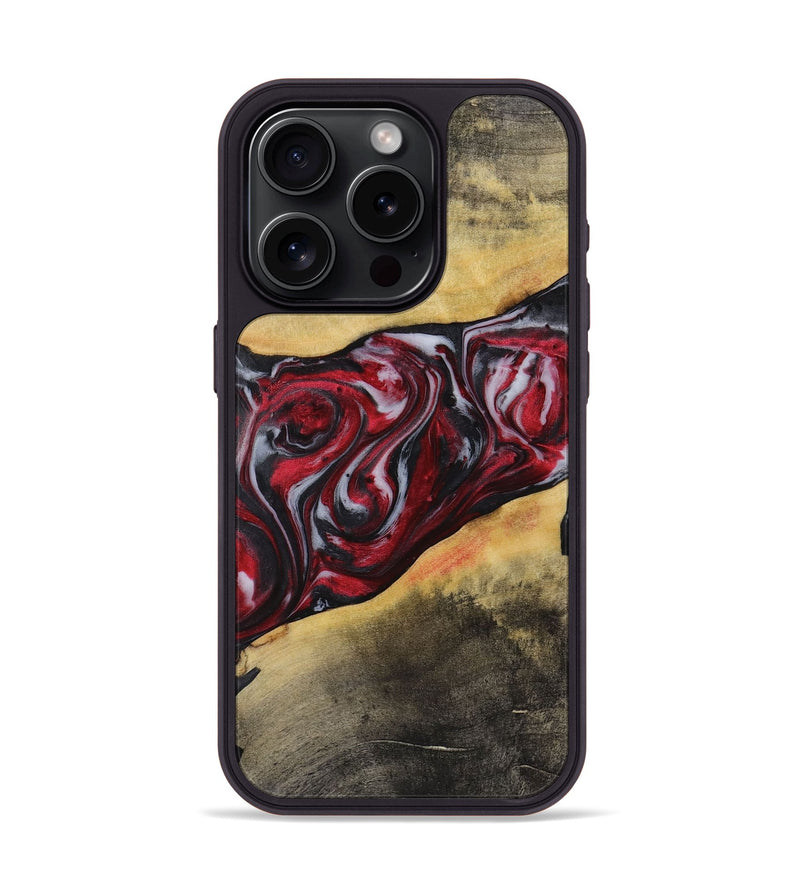 iPhone 15 Pro Wood+Resin Phone Case - Holly (Red, 721923)