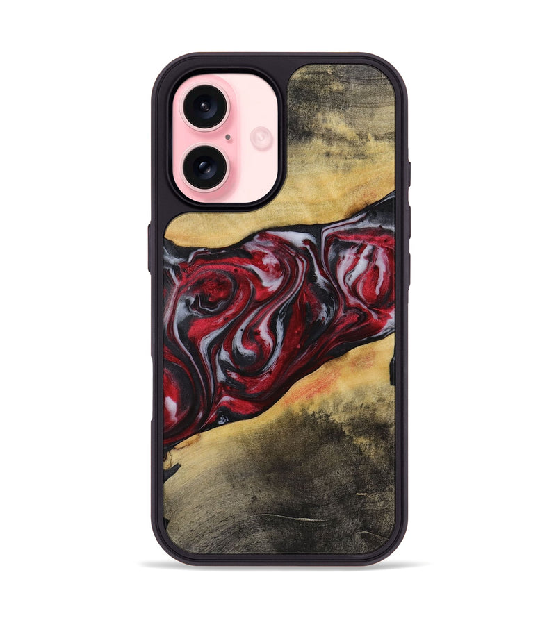 iPhone 16 Wood+Resin Phone Case - Holly (Red, 721923)