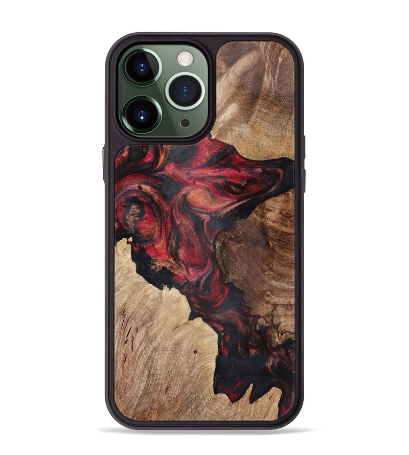 iPhone 13 Pro Max Wood+Resin Phone Case - Audra (Red, 721925)