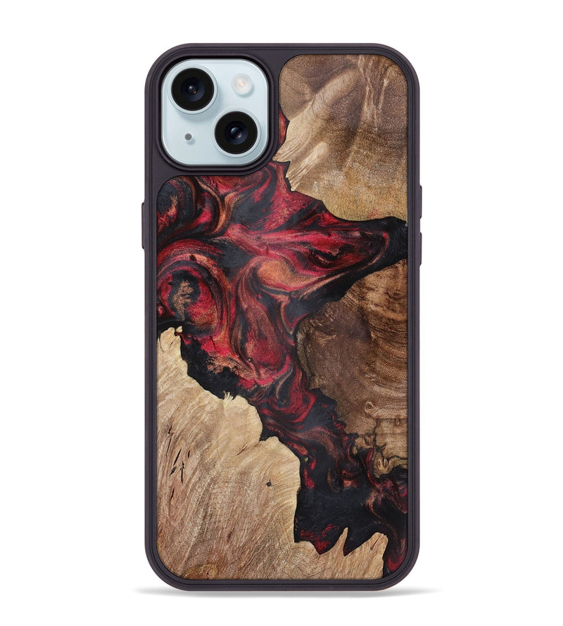 iPhone 15 Plus Wood+Resin Phone Case - Audra (Red, 721925)