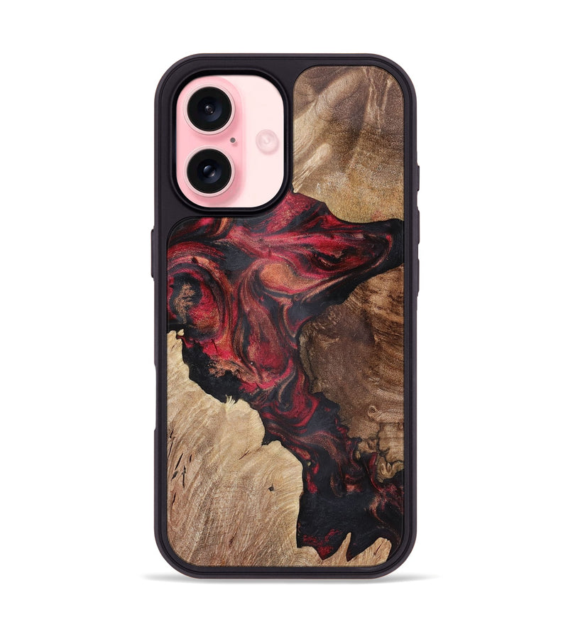 iPhone 16 Wood+Resin Phone Case - Audra (Red, 721925)