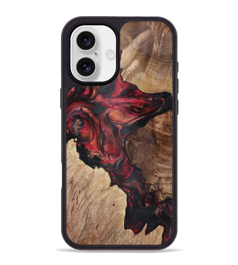 iPhone 16 Plus Wood+Resin Phone Case - Audra (Red, 721925)