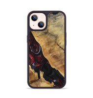 iPhone 14 Wood+Resin Phone Case - Opal (Red, 721926)