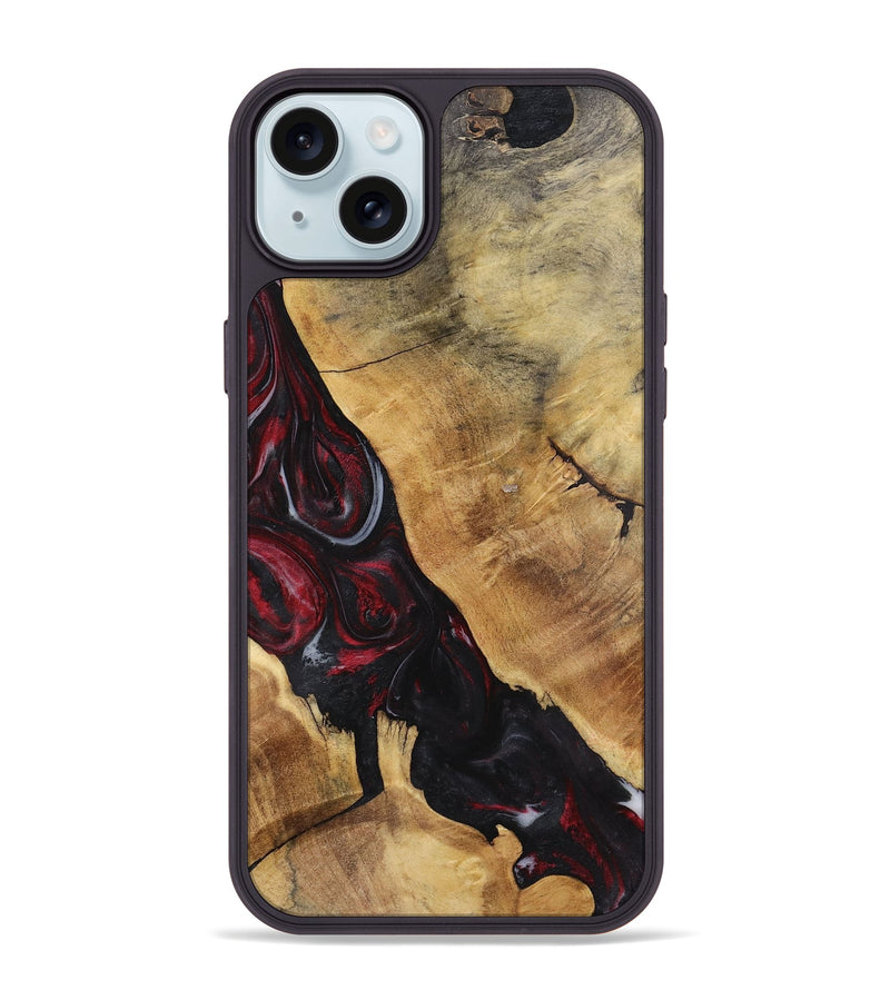 iPhone 15 Plus Wood+Resin Phone Case - Opal (Red, 721926)