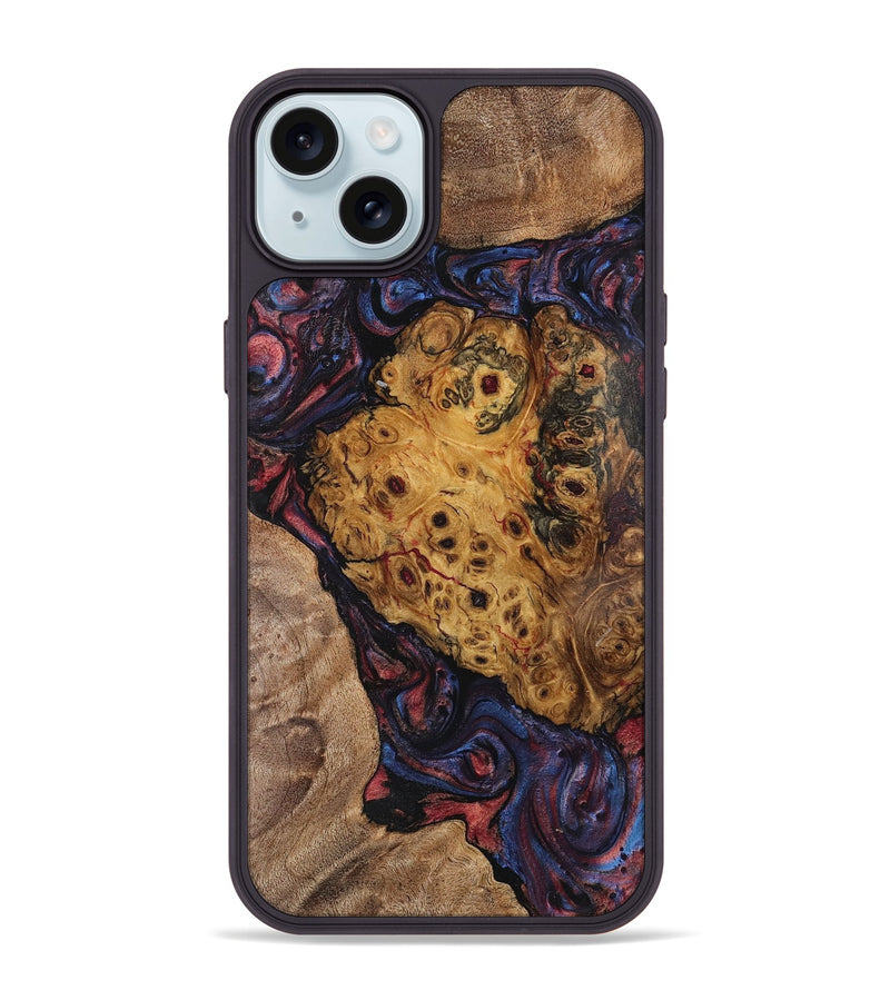 iPhone 15 Plus Wood+Resin Phone Case - Tatum (Red, 721927)