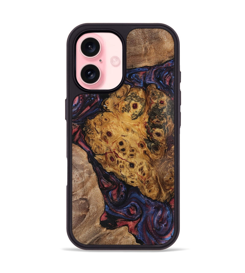 iPhone 16 Wood+Resin Phone Case - Tatum (Red, 721927)